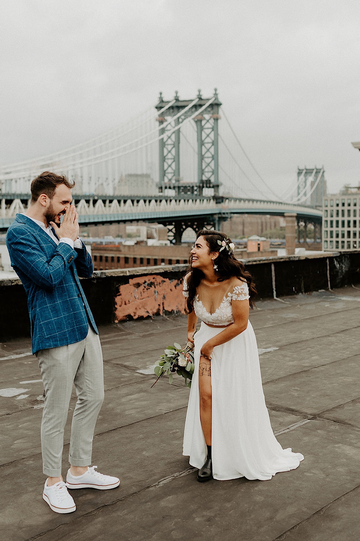 057 Brooklyn Rooftop Wedding New York Wedding Photographer Brooklyn Dumbo Elopement