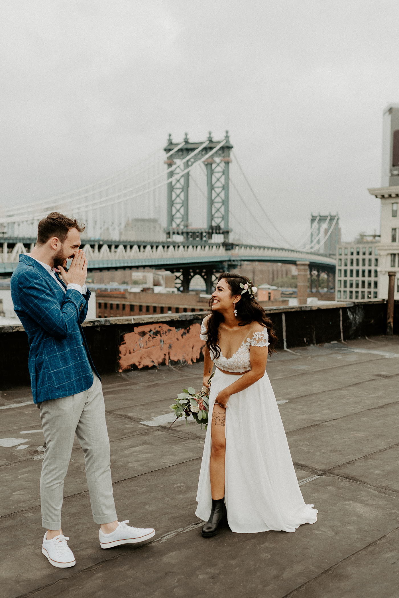 Dumbo Rooftop Elopement Williamsburg Wedding New York Wedding Photographer Boho Industrial Elopement Inspiration 027