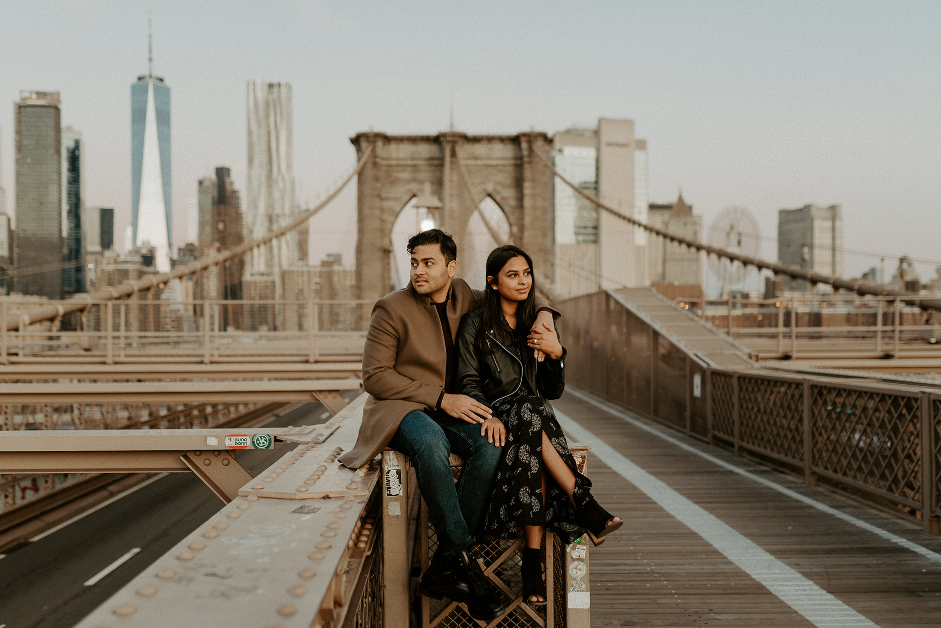 Brooklyn Bridge Sunrise Engagement Session Anais Possamai Photography